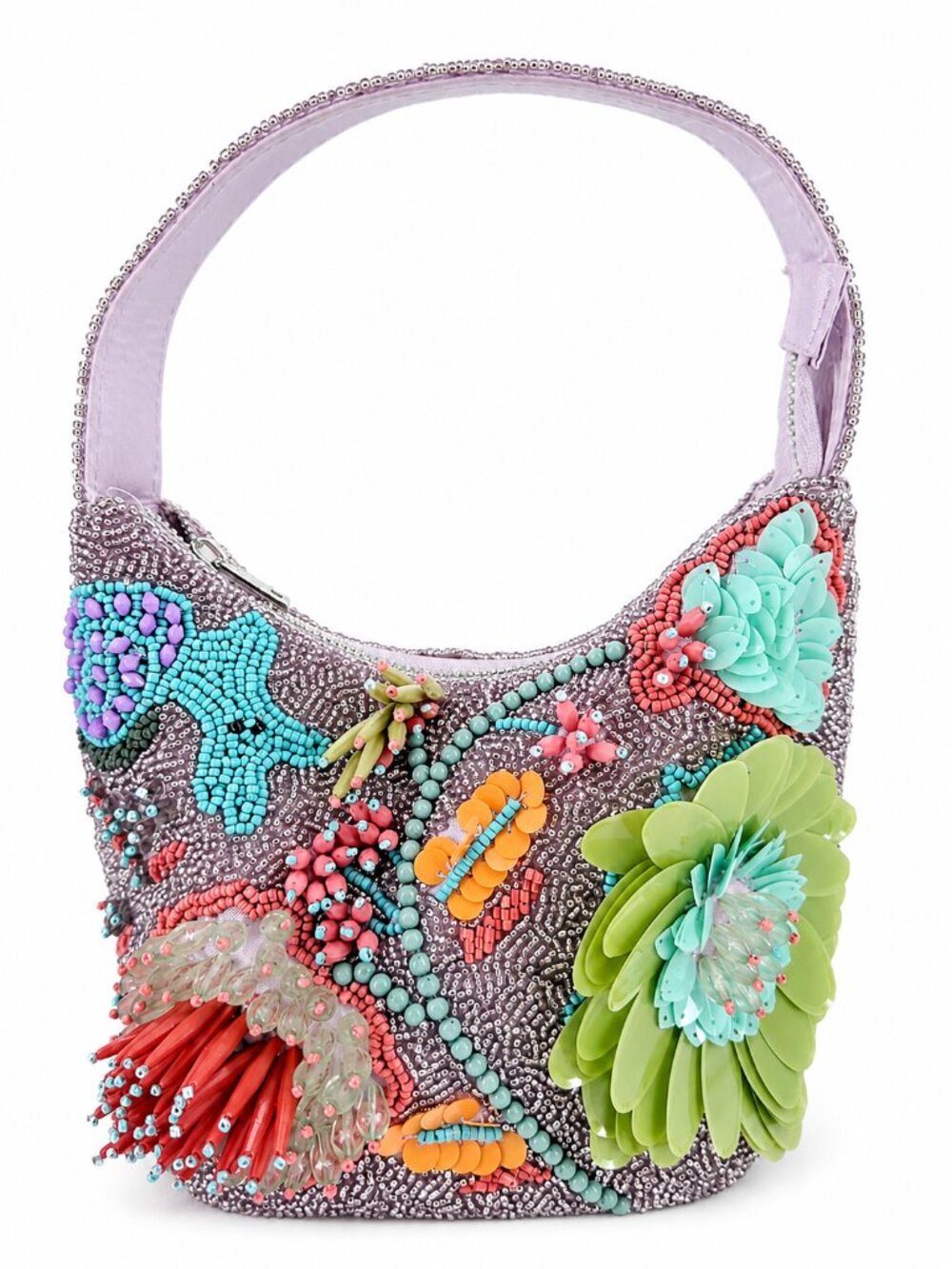 Viral Hand Beaded Floral Sequin Shoulder Bag Y2K Fairycore Boho